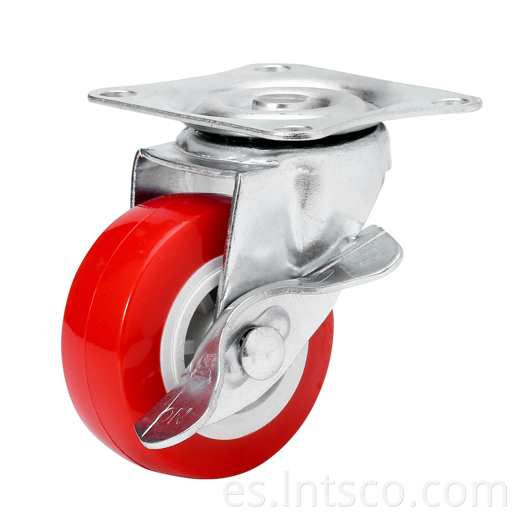 Light Duty Red PVC Side Brake Casters